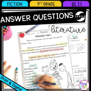 Ask & Answer Questions in Fiction 1st Grade RL.1.1 Reading Passages Worksheets