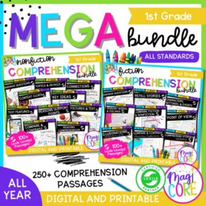 1st Grade Reading Comprehension MEGA Bundle Lexile Leveled Passages & Questions