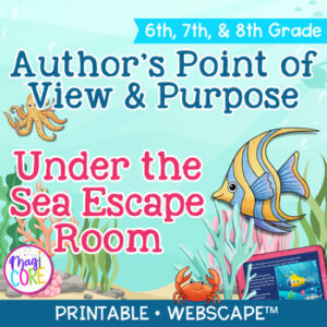 Author's Point of View & Purpose Under the Sea Escape Room 6th 7th 8th Grade