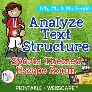 Analyze Text Structure Sports Reading Escape Room 6th 7th 8th Grade