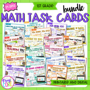 1st Grade Math Task Card Bundle Resource Review Centers Activity Digital Games