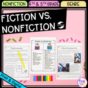 Fiction vs. Nonfiction 4th & 5th Grade Close Reading Comprehension Passages Unit