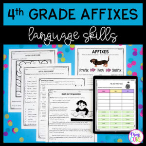 4th Grade Affixes Prefixes & Suffixes Unit Worksheets, Activities, Task Cards