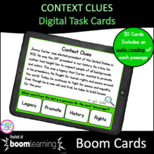 Context Clues in NF Digital Task Cards with Audio Reading - 4th & 5th Grades