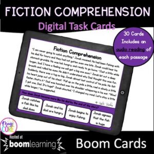 Fiction Comprehension Digital Task Cards with Audio Reading - 4th & 5th Grade