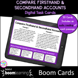 First & Secondhand Accounts Boom Cards - 4th & 5th Grade Digital Task Cards
