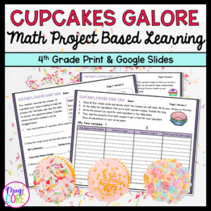 Cupcake Project Based Learning 4th Grade Math Measurement Number line Fractions