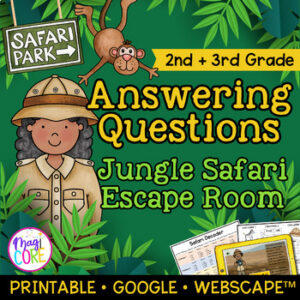 Ask & Answer Questions Reading Escape Room 2nd 3rd Grade Printable & Digital ELA