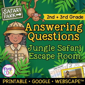 Ask & Answer Questions Reading Escape Room 2nd 3rd Grade Printable & Digital ELA