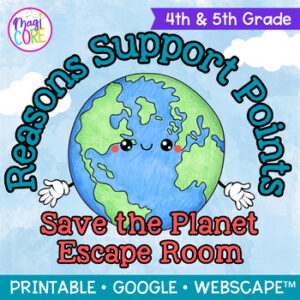 Reasons & Evidence Support Author's Points Earth Day Reading Escape Room 4th 5th