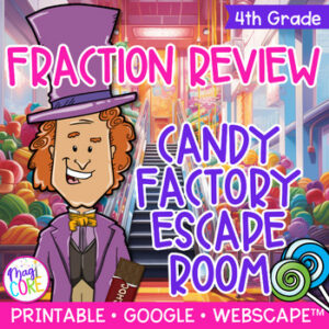 Candy Factory Fractions Review 4th Grade Math Escape Room Print Digital Activity