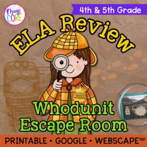 Whodunit Reading Comprehension Escape Room Activity 4th & 5th Grade ELA Review