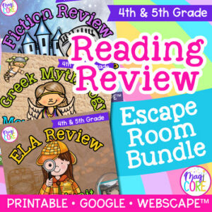 Reading Comprehension Review Escape Room Bundle 4th 5th Grade Printable Digital