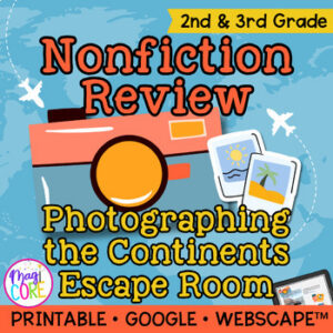 Nonfiction Reading Comprehension Review Escape Room & Webscape 2nd 3rd Grade ELA