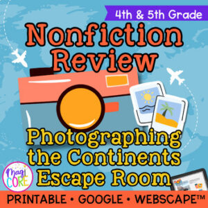 Nonfiction Reading Comprehension Review Escape Room & Webscape 4th 5th Grade ELA