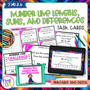 Number Line Lengths, Sums, & Differences - 2nd Grade Math Task Cards - 2.MD.B.6