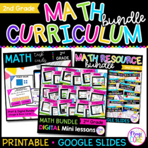 2nd Grade Math Curriculum Full Year Bundle - Mini-Lessons, Units & Task Cards