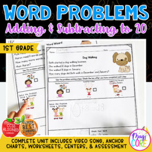 Addition & Subtraction Word Problems within 20 1st Grade Worksheets Anchor Chart