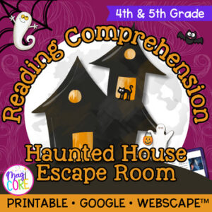 Haunted House Halloween Reading Comprehension Escape Room Activity 4th 5th Grade