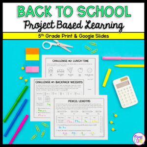 5th Grade Project Based Learning Math Activities - Back To School Math PBL Games