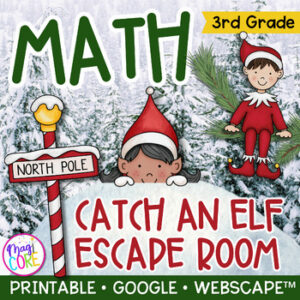 Catch an Elf 3rd Grade Math Review Escape Room Christmas Holiday Activity Game