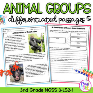 Animal Groups NGSS 3-LS-2-1 Science Differentiated Reading Passages
