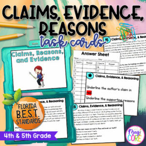 Author's Claim Task Cards 4th 5th Grade Florida FL BEST ELA.4.R.2.4 ELA.5.R.2.4