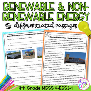 Renewable and Non-renewable Energy NGSS 4-ESS3-1 Science Differentiated Passages