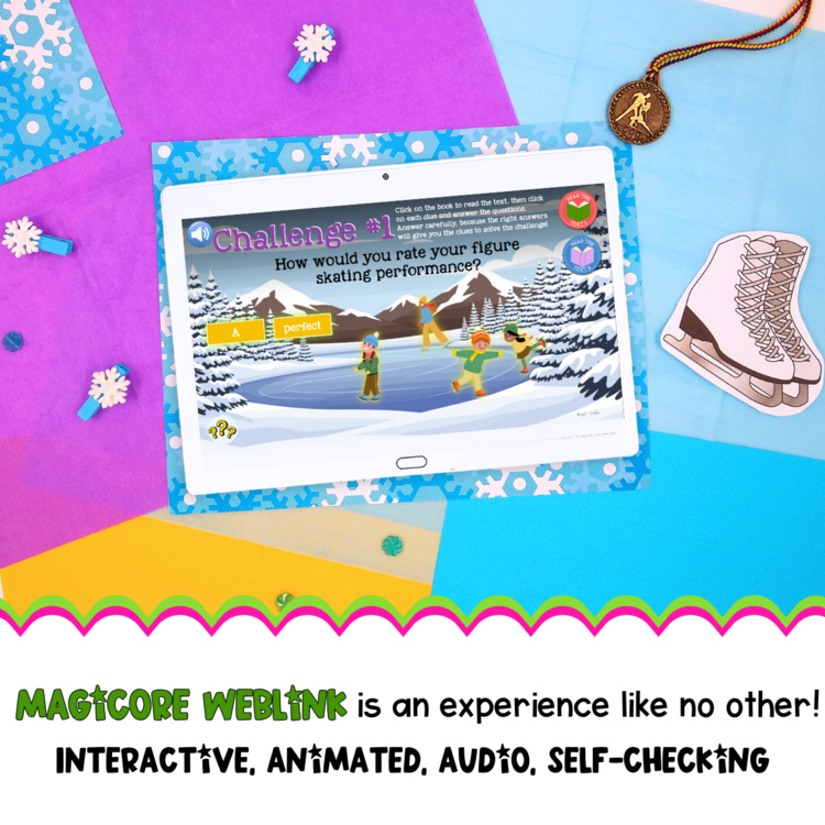 Winter Sports Reading Comprehension Escape Room & Webscape 4th 5th Grade Passage